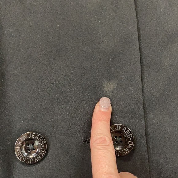 DKNY black button up doubled breasted waterproof trench coat with front pockets - Picture 9 of 13